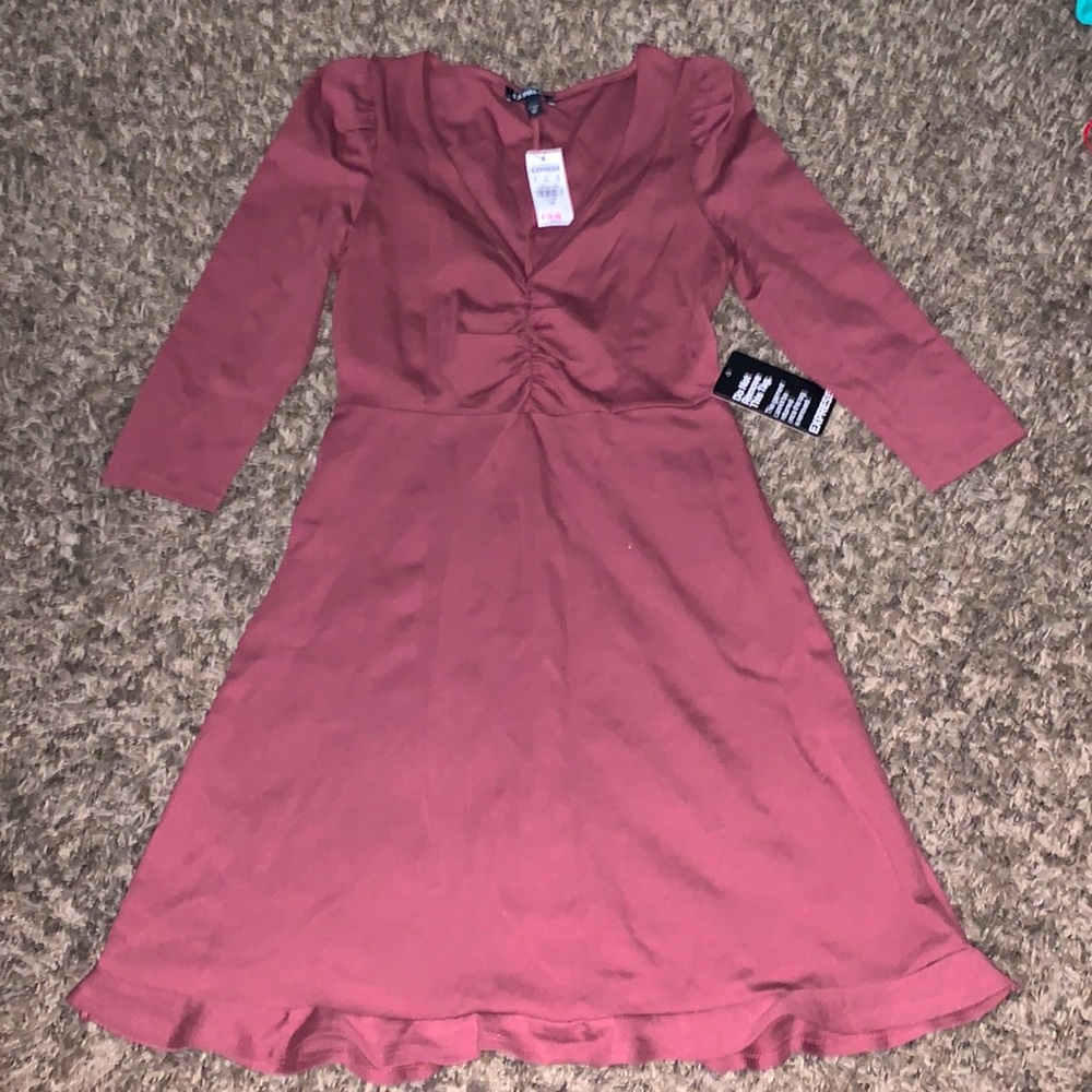 Long sleeve burgundy dress